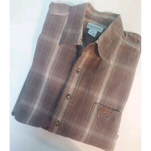 Carhartt‎ Mens Brown Plaid Button Down 100% Cotton Shirt XL